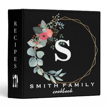 Personalized Family Monogram Bridal shower Recipe 3 Ring Binder