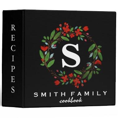 Personalized Family Monogram  Recipe 3 Ring Binder