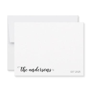 Personalized Family Name Script Est Newlyweds Note