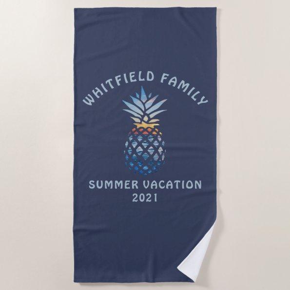 Personalized Family Tropical Vacation Sunset Beach Towel