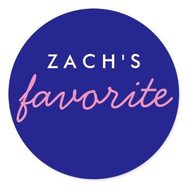 Personalized Favorite Navy and Pink Classic Round Sticker