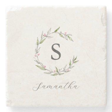 Personalized Favors Watercolor Botanicals Stone Coaster