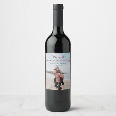 Personalized First Anniversary Wine Bottle Label
