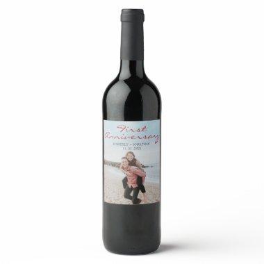 Personalized First Anniversary Wine Bottle Label