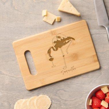 Personalized Flamingo  Script Engraved Cutting Board