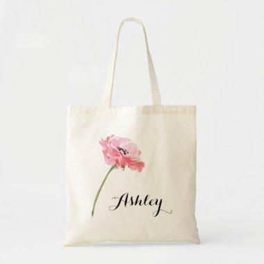 Personalized Floral Peony Tote Bag