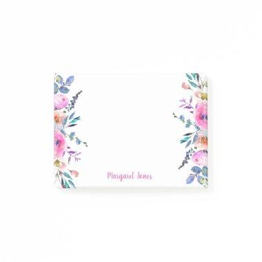 Personalized floral post-it notes
