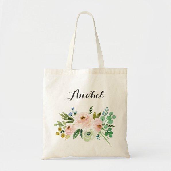 Personalized Floral Tote Bag