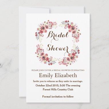 Personalized Floral Wreath Bridal Shower Save The Date