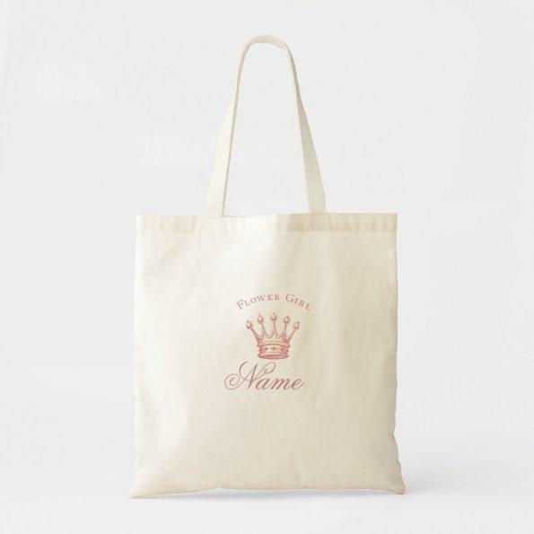 Personalized Flower Girl gift - Pink Crown Tote Bag
