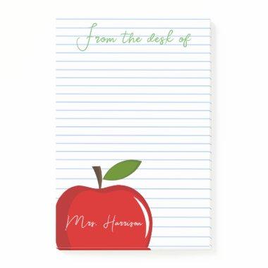 Personalized from Teacher Red Apple's Desk Post-it Notes