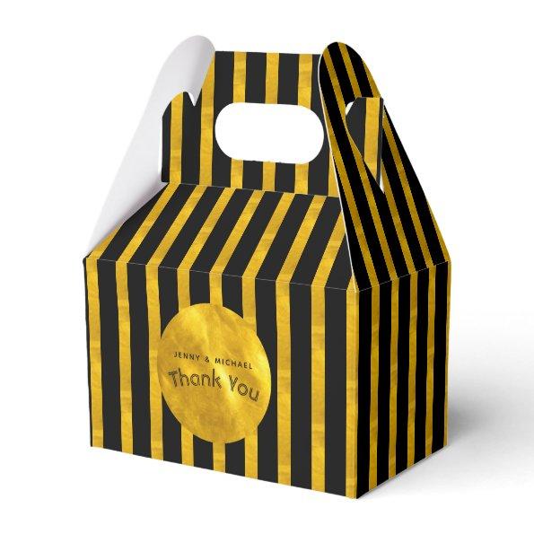 Personalized Gable Boxes Black GOLD Stripes