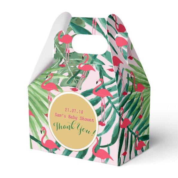 Personalized Gable Boxes Tropical Leaf Flamingos