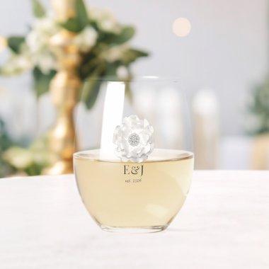 Personalized Glowing Pearls  Stemless Wine Glass