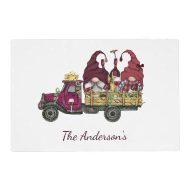 Personalized Gnomes in Wine Truck Whimsical Trendy Placemat