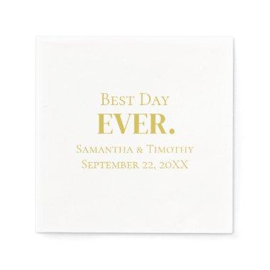 Personalized Gold Best Day Ever Wedding  Napkins