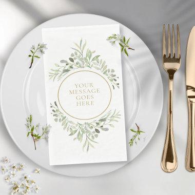 Personalized Gold Botanical Greenery Foliage Paper Guest Towels