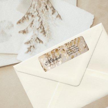 Personalized Gold cowhide return address labels