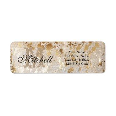 Personalized Gold cowhide return address labels