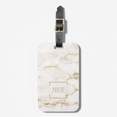 Personalized Gold Effect Marble Name Luggage Tag