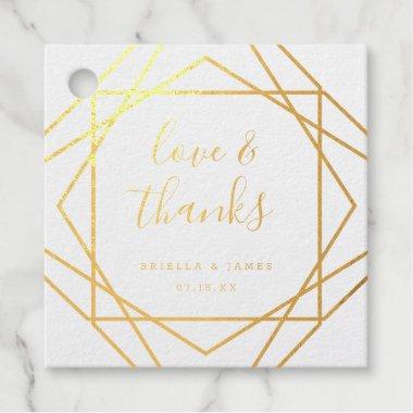 Personalized Gold Foil Love and Thanks Geometric Foil Favor Tags