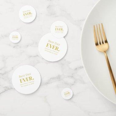 Personalized Gold White Best Day Ever Wedding Confetti