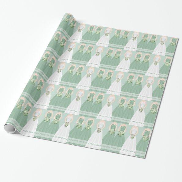 Personalized Green Bridal Shower Wrapping Paper