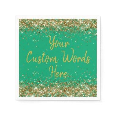 Personalized Green Gold Birthday Party Anniversary Napkins