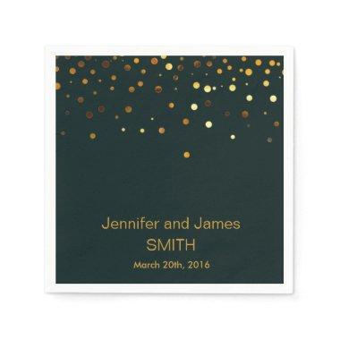 Personalized Green Wedding Confetti Gold Glitter Napkins