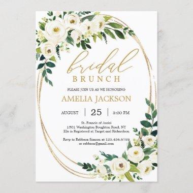 Personalized greenery and gold bridal brunch Invitations