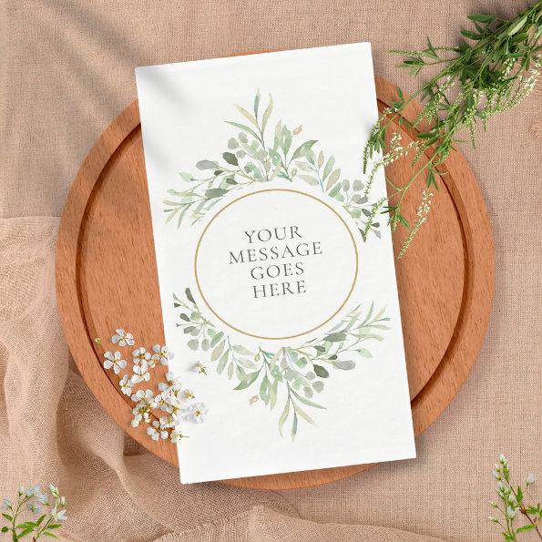Personalized Greenery Eucalyptus Foliage Leaves Paper Guest Towels