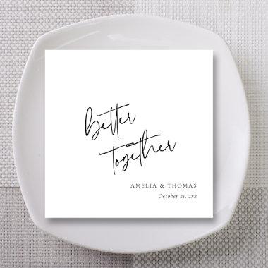 Personalized Hand Lettered Better Together Wedding Napkins