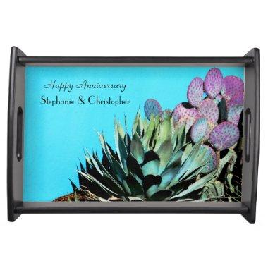 Personalized Happy Anniversary Agave and Cactus Serving Tray