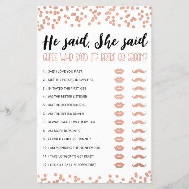 Personalized He said, She said Bridal Shower game