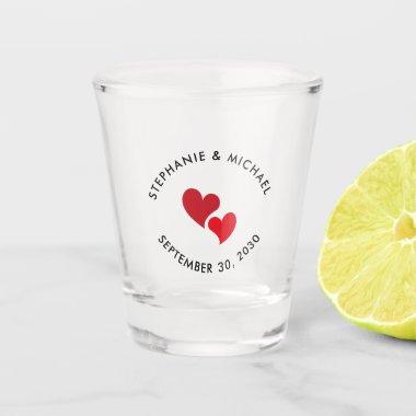 Personalized Hearts Wedding Shot Glass