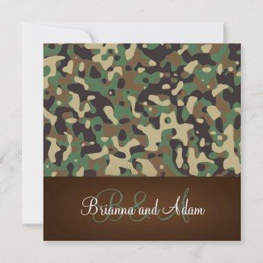 Personalized Hunting Theme Speckled Camo Wedding Invitations