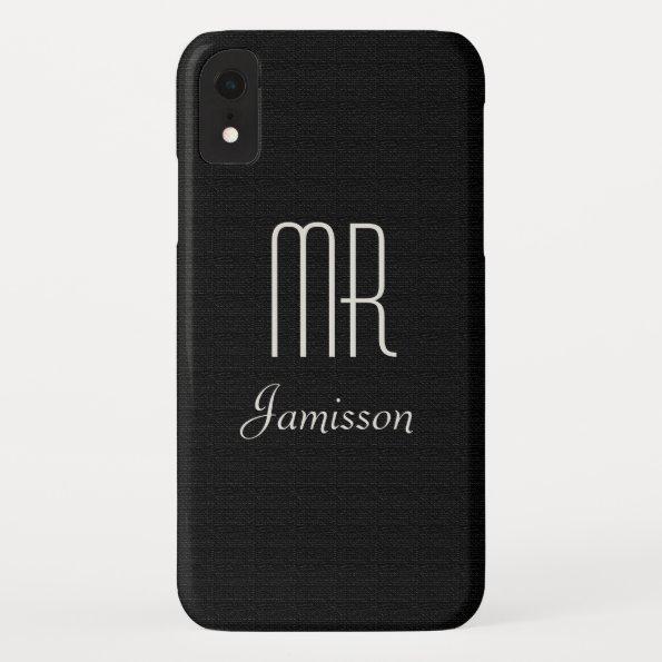 Personalized Initials MR Black HIS iPhone XR Case
