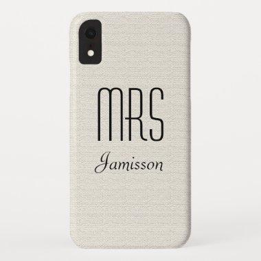 Personalized Initials MRS Rustic Off White iPhone XR Case