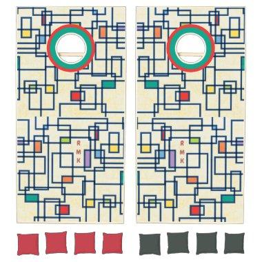 Personalized Initials on Graphic Pop Art Design Cornhole Set