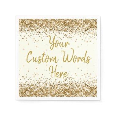 Personalized Ivory Gold Birthday Party Anniversary Napkins
