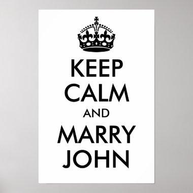 Personalized Keep Calm and Marry On Black Poster