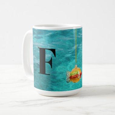 Personalized Letter Ocean Water & Fish Coffee Mug