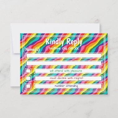 Personalized LGBT Rainbow Wedding RSVP Card