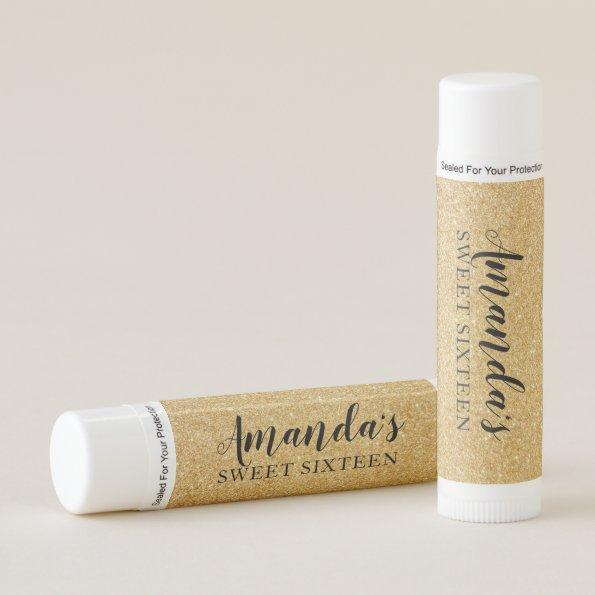 Personalized Lip Balm Party Favor | Gold Glitter