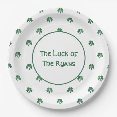 Personalized Lucky in Love Four Leaf Clover Paper Plates
