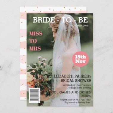 Personalized Magazine Cover Photo Bridal Shower Invitations
