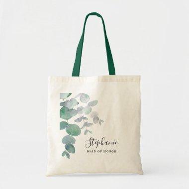 Personalized Maid of Honor Eucalyptus Greenery Tote Bag