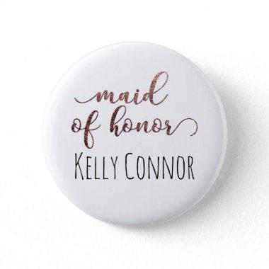 Personalized Maid of Honor Rose Gold Glitter 1 Button