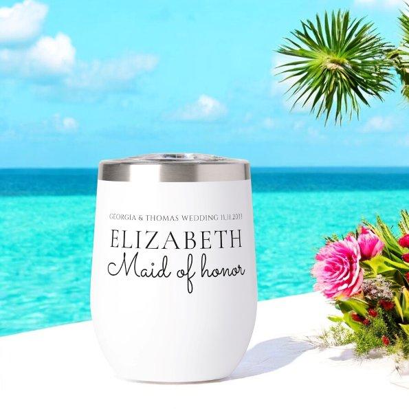 Personalized maid of honor Script Wedding Thermal Wine Tumbler