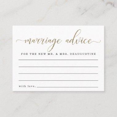 Personalized Marriage Advice Card - Gold Glitter